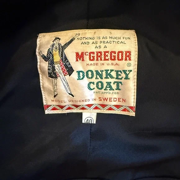 🖤 Rare Vintage McGregor Donkey Coat - Charcoal Wool w/ Red Lining (Size 40) - Picture 5 of 12